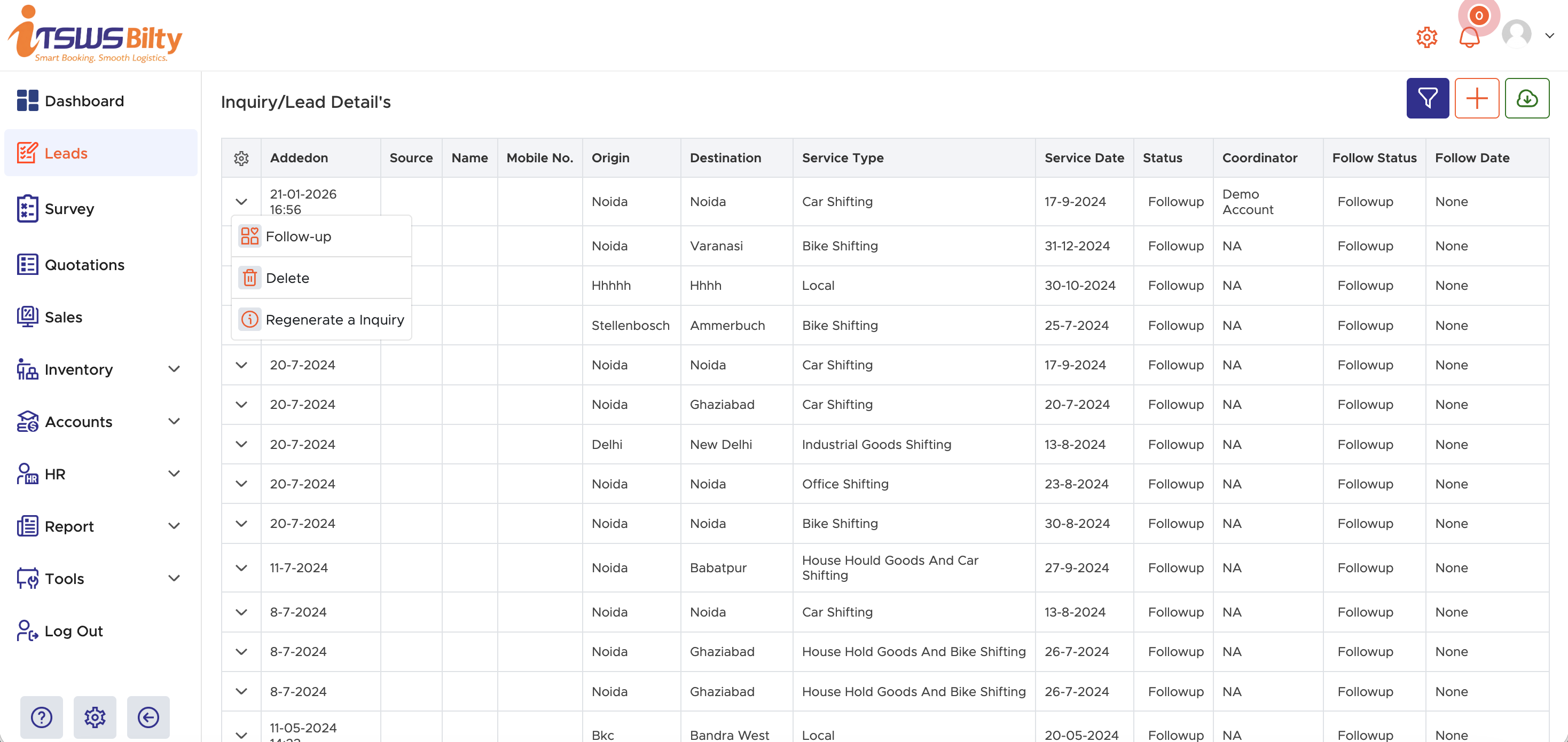 ITSWS Bilty Leads Management System
